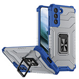 Crystal Ring Case robuste Kickstand TPU/PC Panzer Handyhülle Hard Case für Samsung Galaxy S21+ 5G (S21 Plus 5G) blau