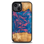 Bewood Unique Vegas Holz- und Harzhülle für iPhone 14 – Rosa und Blau