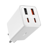 Baseus GaN6 Pro Charger 65W 2 x USB-C 2 x USB-A with Black USB-C Cable 100W 1m - White