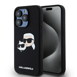 Karl Lagerfeld Silikon Karl&amp;Choupette MagSafe Hülle für iPhone 15 Pro Max – Schwarz