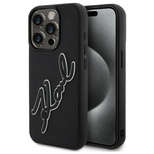 Karl Lagerfeld 3D Rubber Signature Case for iPhone 15 Pro Max - Black