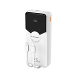 Powerbank Wozinsky 20000mAh 22,5W PD20W z wbudowanymi kablami Lightning i USB-C - biały