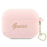 Guess GUAP2LSCHSP AirPods Pro 2 Cover Pink/Pink Silikon Charm Heart Collection