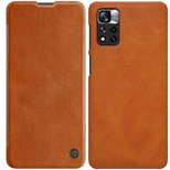 Nillkin Qin Case Case for Xiaomi Redmi Note 11 Pro+ (China) / Redmi Note 11 Pro (China) / Mi11i HyperCharge Camera Protector Holster Cover Flip Case Brown