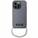 Etui Karl Lagerfeld Saffiano Monogram Chain na iPhone 14 - srebrne