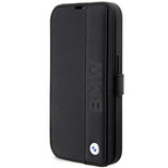 Etui BMW Leather Textured & Stripe na iPhone 14 Pro Max - czarne