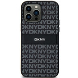 DKNY Leder-Monostreifen- und Metall-Logo-Hülle für Samsung Galaxy S24+ – Schwarz