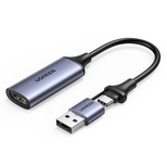 Ugreen CM489 40189 HDMI (Buchse) - USB-A / USB-C (Stecker) Aufnahmekarte - Grau