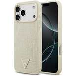 Guess Croco Triangle Logo MagSafe Hülle für iPhone 17 Pro Max - Gold