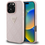 Etui Guess Hot Stamp 4G Pattern Triangle Metal Logo na iPhone 16 Pro Max - różowe