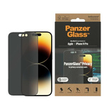 PanzerGlass Ultra-Wide Fit Antibakterieller Sichtschutz aus gehärtetem Glas mit Positionierer für iPhone 14 Pro