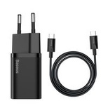 Baseus Super Si Schnellladegerät Quick Charge 3.0 Power Delivery 25W 3A + USB Typ C - USB Typ C 3A Kabel 1m schwarz (TZCCSUP-L01)