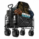 Wozinsky WZP-100 Strand-, Touristen-, Gartenwagen, langlebig, breite Räder, mit Sicherheitsnetz bis 100 kg - schwarz