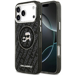 Karl Lagerfeld IML Glitter Karl&amp;Choupette Heads Logo MagSafe Case für iPhone 17 Pro Max - Schwarz