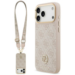 Etui Guess 4G Strass Logo & Big Strap Metal Buttons MagSafe na iPhone 17 Pro Max - różowe