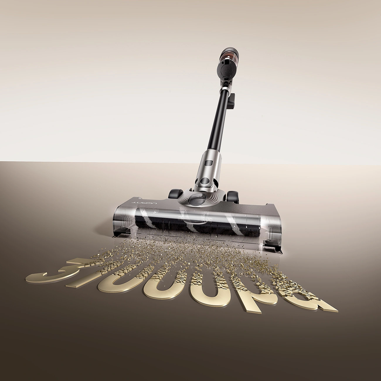 The UWANT V600 vacuum cleaner sucks up dust from the inscription 31000Pa.