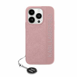 Karl Lagerfeld Saffiano Rhinestones &amp; Charm case for iPhone 15 / 14 / 13 - pink