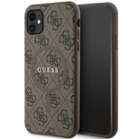 Guess GUHMN61G4GFRW iPhone 11 6,1" / Xr braun/braunes Hardcase 4G Collection Leder Metall Logo MagSafe