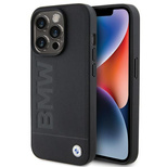 BMW MagSafe Leder Hot Stamp Hülle für iPhone 15 Pro Max – Schwarz