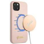 Guess GUHMP13MLSLMGLP iPhone 13 6.1&quot; light pink/light pink hardcase Silicone Script Gold Logo Magsafe