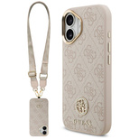Etui Guess 4G Strass Logo & Big Strap Metal Buttons MagSafe na iPhone 17 - różowe