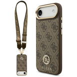 Guess 4G Strass Logo &amp; Big Strap Metal Buttons MagSafe Case für iPhone Air - Braun