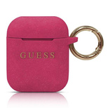 Guess GUACCSILGLFU AirPods cover fuchsia / fuchsia Silicone Glitter