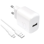 Puro PROLITE 10W USB-A wall charger + USB-A - USB-C cable 1.2m - white