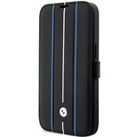 Case BMW BMBKP14L22RVSK iPhone 14 Pro 6.1&quot; black/black bookcase Leather Stamp Blue Lines