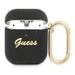 Guess GUA2SASMK AirPods Cover schwarz/schwarz Saffiano Script Metal Collection