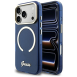 Guess IML Script Metal MagSafe Case for iPhone 17 Pro Max - Blue