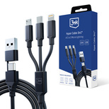 3mk Hyperkabel 3in1 USB-A – USB-C / USB-C – Micro-USB – Lightning 1,5 m – Schwarz