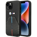 Hülle BMW BMHCP14S22NSTB iPhone 14 6,1" schwarz/schwarz gestempelter dreifarbiger Streifen