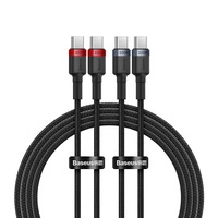 Kabel Baseus Cafule USB-C / USB-C 100W 1 m - czerwono-czarny i czarno-szary (2 szt.)