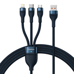 Baseus Flash Series Ⅱ 3in1 Schnellladekabel USB-A auf USB-C / Micro-USB / Lightning 66W 480Mbps 1,2m Blau