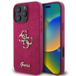 Guess Glitter Script Big 4G Hülle für iPhone 16 Pro – Lila