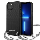 Karl Lagerfeld KLHCP13SPMK iPhone 13 mini 5,4 &quot;Hardcase schwarz / schwarzes Leder mit Struktur und Kette