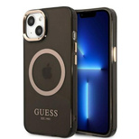 Guess Gold Outline Translucent MagSafe Hülle für iPhone 13 – Schwarz