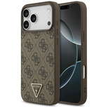 Guess Leather 4G Triangle Strass MagSafe Case for iPhone 17 Pro Max - Brown