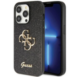 Guess GUHCP14LHG4SGK case for iPhone 14 Pro - black Glitter Script Big 4G