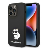 Karl Lagerfeld Choupette-Silikonhülle für iPhone 14 Pro Max – Schwarz