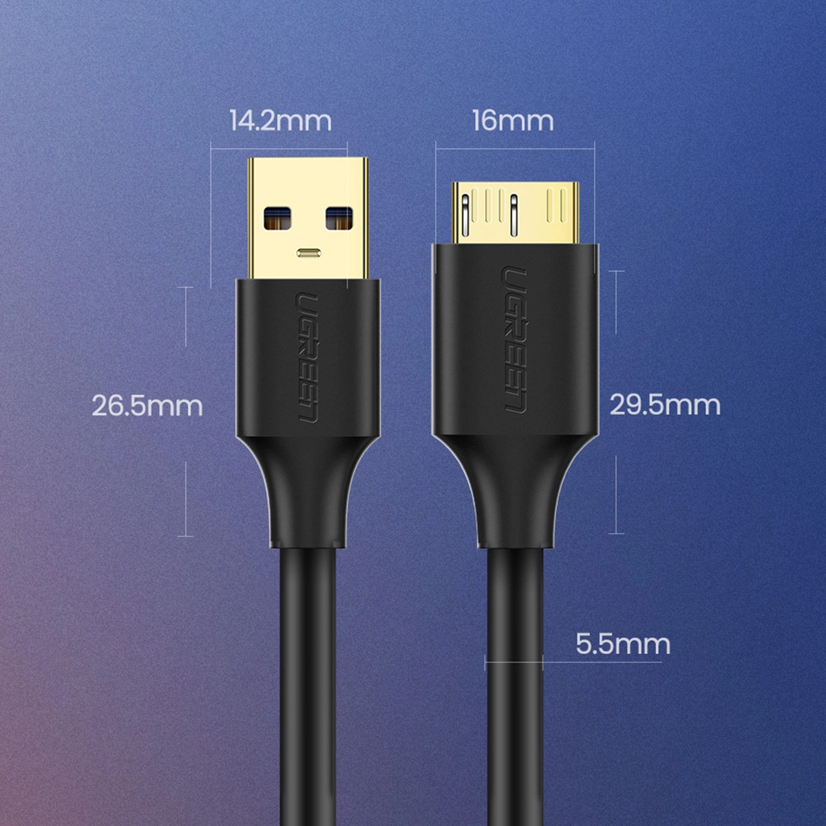 Ugreen US130 cable with dimensions