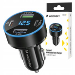 Wozinsky WDCCB Car Charger with Display 50W 2xUSB-C / 2xUSB-A - Black