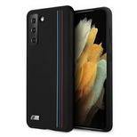 BMW Silikon-Streifen M-Kollektion Hülle für Samsung Galaxy S21+ - Schwarz