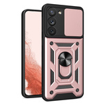 Hybrid Armor Camshield Hülle für Samsung Galaxy S23+ Panzerhülle mit Kameraabdeckung Pink