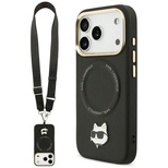 Etui Karl Lagerfeld Big Strap Choupette Metal Logo MagSafe na iPhone 17 Pro - czarne
