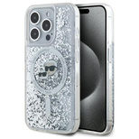 Karl Lagerfeld Liquid Glitter Karl &amp; Choupette Head Magsafe iPhone 15 Pro Case - Clear