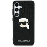 Karl Lagerfeld Leather Monogram Pin Logo Karl Head Samsung Galaxy S25 Ultra Case Black