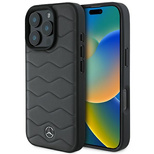 Mercedes MB Waves Leather iPhone 16 Pro Max Case - Gray