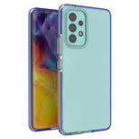 Spring Case Cover Gel Cover mit farbigem Rahmen für das Samsung Galaxy A73 dunkelblau